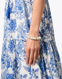 Look image thumbnail - Nest - Aquamarine and Pearl Stretch Bracelet