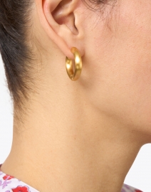 Look image thumbnail - Nest - Brushed Gold Huggie Hoop Earrings