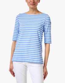 Front image thumbnail - Saint James - Phare Blue and White Striped Shirt