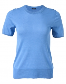 Blue Cotton Silk Knit Top