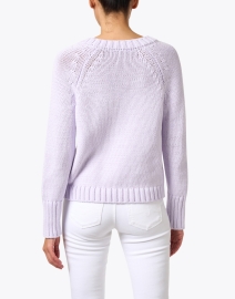Back image thumbnail - White + Warren - Purple Cotton V-Neck Sweater