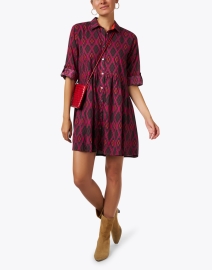 Look image thumbnail - Ro's Garden - Deauville Red Argyle Print Shirt Dress