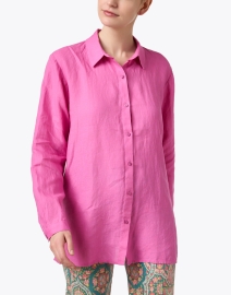 Front image thumbnail - Eileen Fisher - Pink Linen Shirt