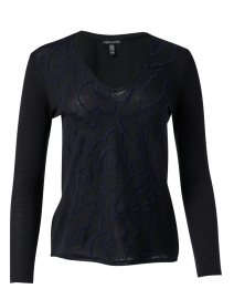 Product image thumbnail - WHY CI - Black Floral Embroidered Wool Sweater