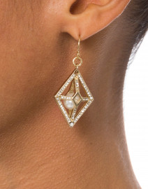 Enigma Gold Caged Pearl Earrings