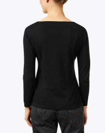 Back image thumbnail - Blue - Black Pima Cotton Boatneck Sweater