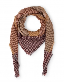 Brown, Burgundy, and Orange Houndstooth Wool Scarf