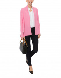 Pink Cashmere Cardigan with Silk Insets