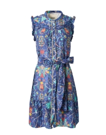 Product image thumbnail - Chufy - Layla Blue Multi Print Cotton Silk Dress