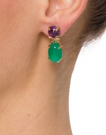 Amethyst and Green Agate Earrings
