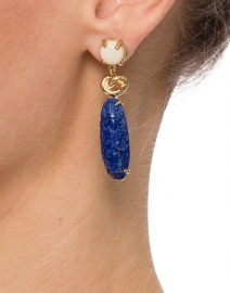 Lapis and Gold Knot Drop Earrings