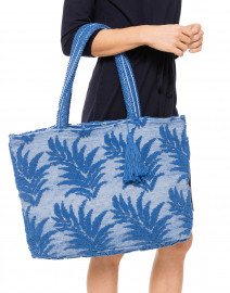 Lina Blue Palm Printed Woven Tote