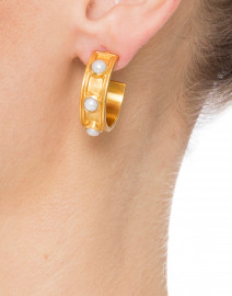 Santorini Gold Pearl Hoop Earrings