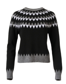 Product image thumbnail - Jumper 1234 - Val Black and White Multi Intarsia Cashmere Sweater 