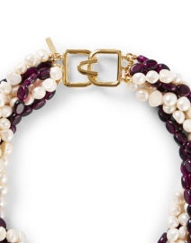 Back image thumbnail - Kenneth Jay Lane - Amethyst and Pearl Multi Strand Necklace