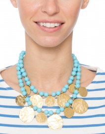 Turquoise and Gold Coin Necklace