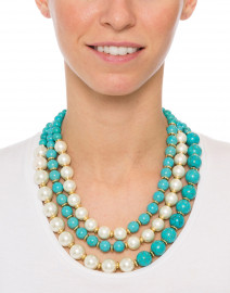 Turquoise and Pearl Multi-Strand Necklace