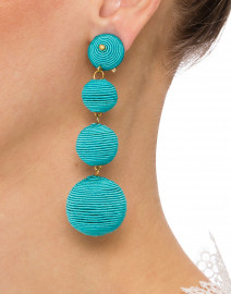 Turquoise Woven Clip Earrings