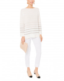 White Striped Cotton Sweater