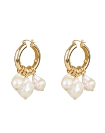 Product image thumbnail - Lizzie Fortunato - Gold Pearl Hoop Earrings
