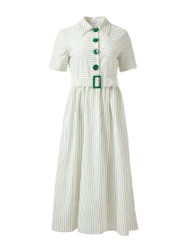 Product image thumbnail - L.K. Bennett - Bextor Green and Cream Stripe Shirt Dress