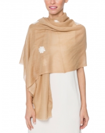 Camel Embroidered Cashmere Wrap