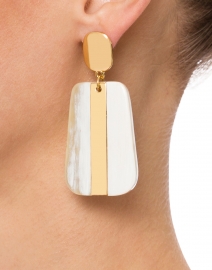 Sleek Horn and Gold Drop Earrings
