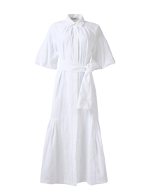 White Cotton Linen Shirt Dress