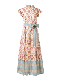 Coral and Blue Print Cotton Voile Dress