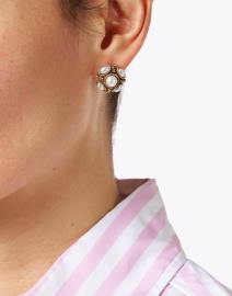 Look image thumbnail - Oscar de la Renta - Classic Pearl Button Earrings