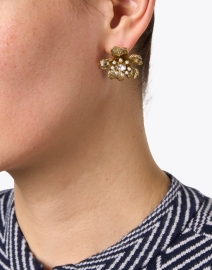 Look image thumbnail - Oscar de la Renta - Crystal and Pearl Blossom Earrings