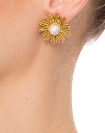 Pearl Sun Star Button Earrings