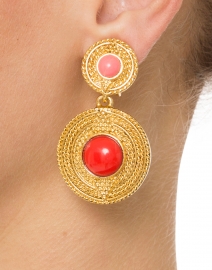 Textured Rope and Cabochon Clip Earrings
