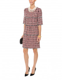 Red, Black, and White Tiered Tweed Dress