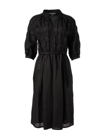 Black Embroidered Linen Cotton Dress