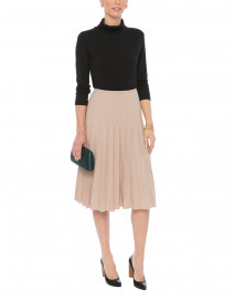 Nude Wool Blend Skirt with Graduated Pleats