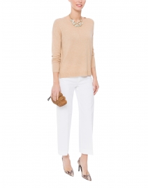 Straw Cashmere Cable Back Sweater