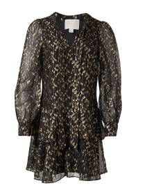 Black and Gold Metallic Print Silk Dress