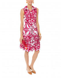Claire Pink Paros Tile Print Stretch Cotton Dress