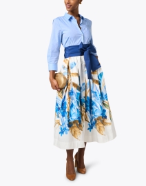 Look image thumbnail - Sara Roka - Nidina Blue and White Print Cotton Dress