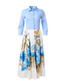 Nidina Blue and White Print Cotton Dress
