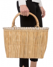 Janice Wicker with Leather Basket Tote