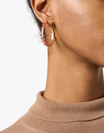 Look image thumbnail - Sylvia Toledano - Red and Gold Enamel Hoop Earrings