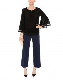 Black Cotton Blouse with Bell Sleeves