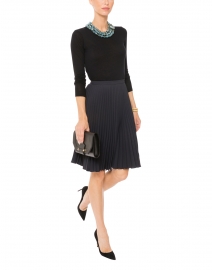 Lolly Navy Pleated Crepe Skirt