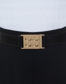 Black Glazed Calf Belt Studded Buckle