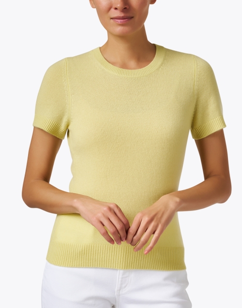 Front image - Allude - Citrus Yellow Cashmere Sweater