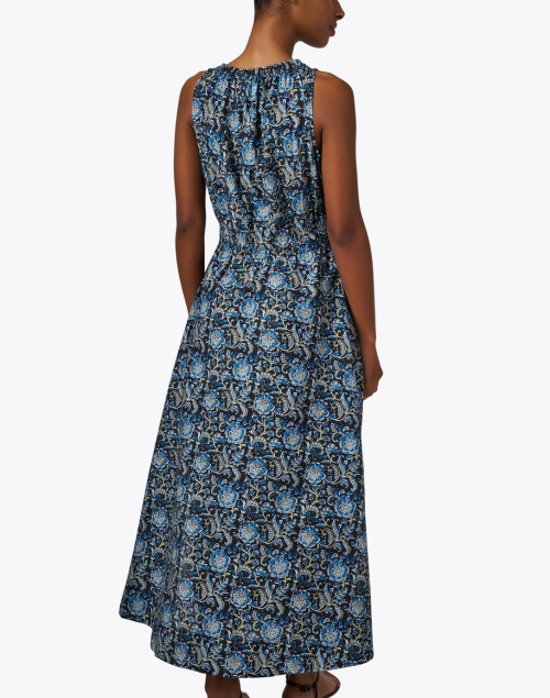Back image - Apiece Apart - Bali Black and Blue Print Dress