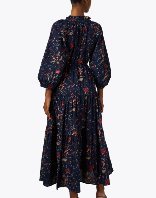 Back image - Apiece Apart - Trinidad Blue Multi Print Cotton Dress