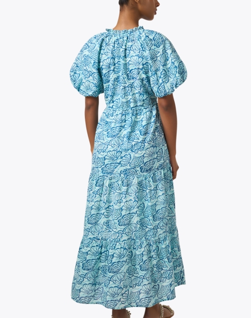 Back image - Banjanan - Poppy Aqua Print Cotton Dress